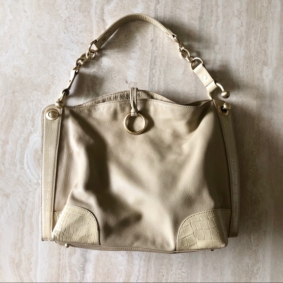 BCBG Maxazria Tote Bag - Cream Leather - Picture 1 of 12